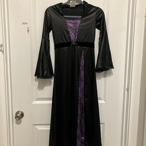 Black and Purple Witch’s costume with hood.
